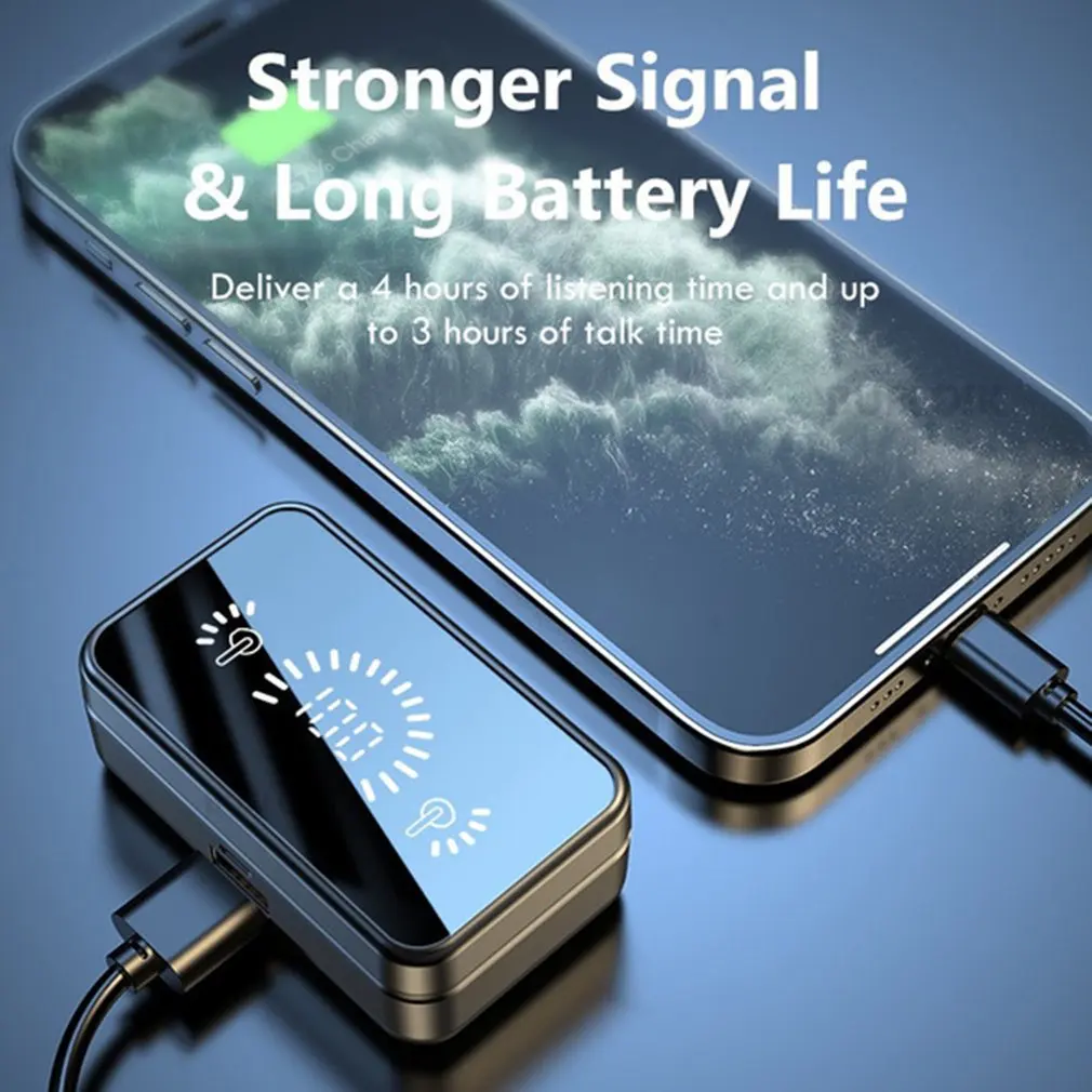 

S20 Wireless 5.0 Earphones Stereo Sports Waterproof Wireless Earphones Mirror Digital Display 2000mAh Charging Box Earphones