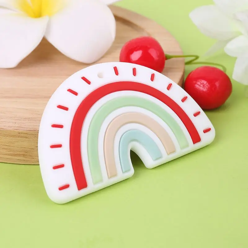 

New Silicone Rainbow Tooth Gel Baby Teether Infant Newborn Chews Pacifier Chain Early Learning Toys
