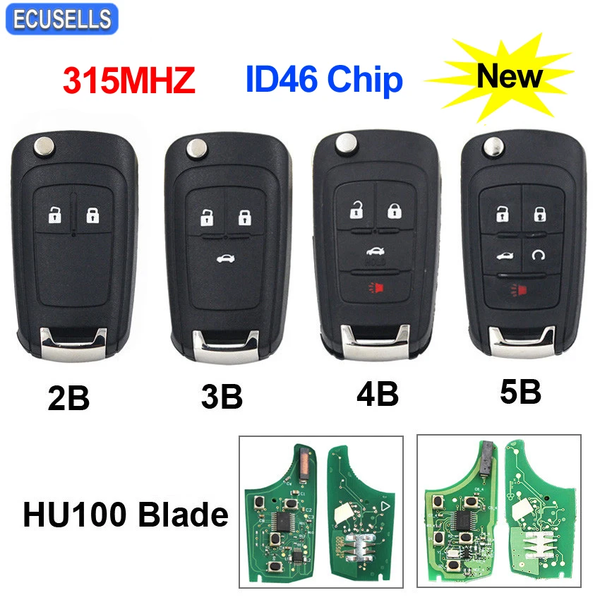 2/3/4/5 кнопки дистанционного ключа складной чехол-книжка автомобильный смарт ключ-брелок 315 МГц ID46 чип для Chevrolet Aveo Cruze Орландо HU100 необработанное лезвие