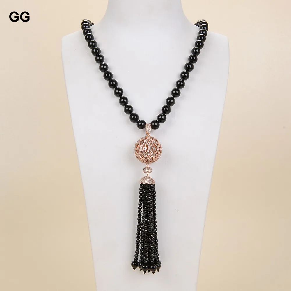 

GuaiGuai ювелирные изделия 23 ''круглый оникс ожерелье CZ кулон