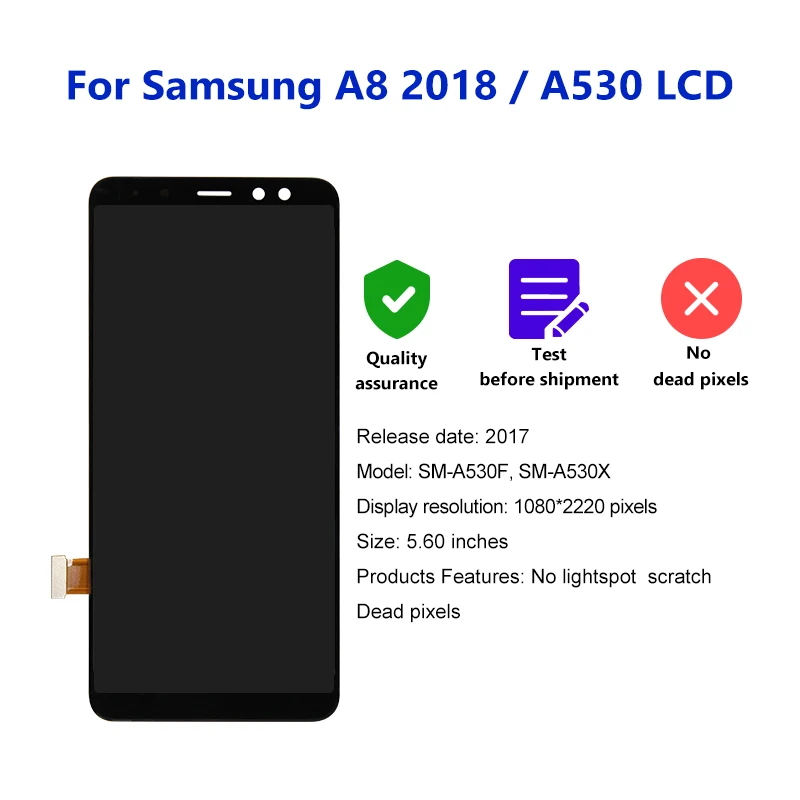 ЖК-дисплей 5 AMOLED для Samsung Galaxy A8 2018 с сенсорным экраном и дигитайзером A530 A530f A530N |