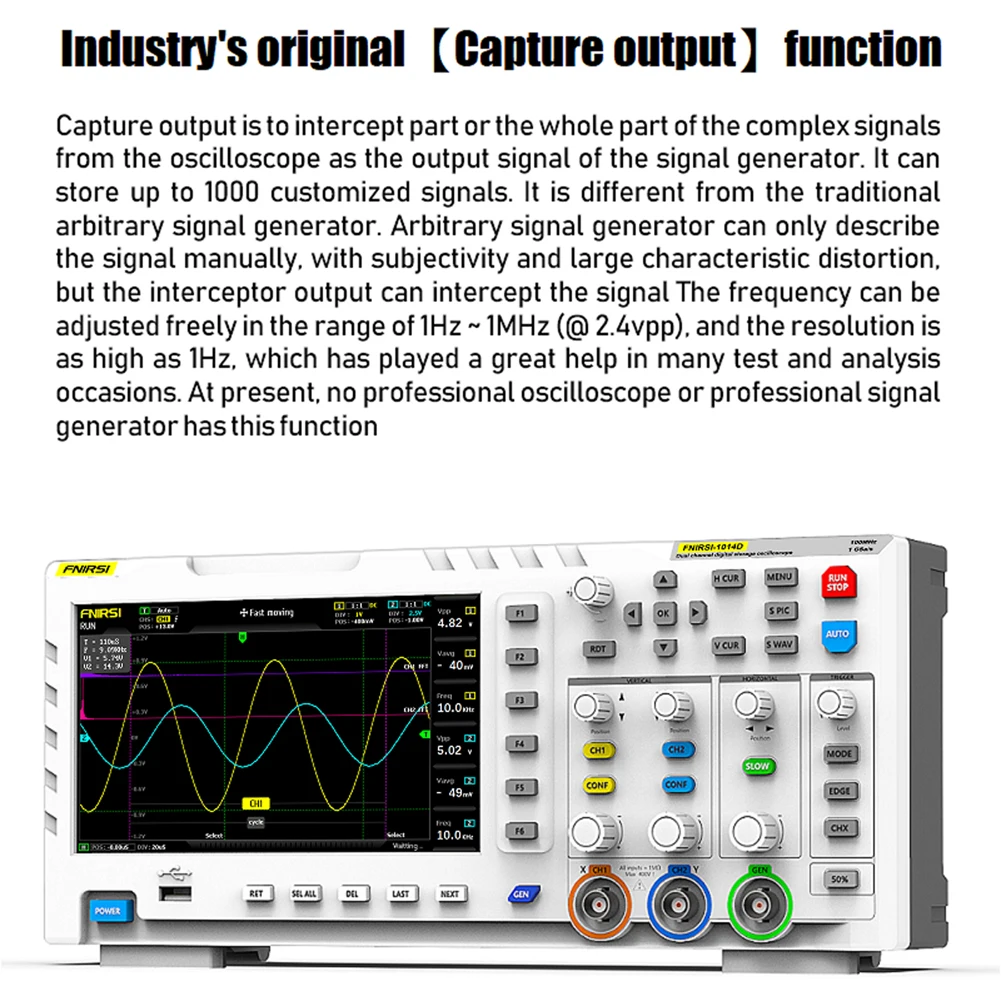 FNIRSI-1014D Two In One Dual Channel Input Signal Generator Desktop Oscilloscope 1GSa/s Sampling Rate 1GB Storage | Инструменты
