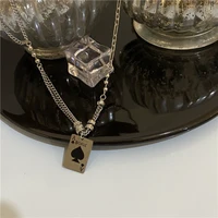 punk style playing card spades a necklace women 2021 new trendy men hip hop jump di titanium steel clavicle chain fashion wild