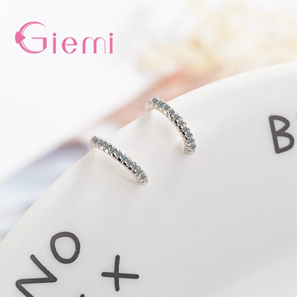 Топовый бренд 925 стерлингового серебра клипсы для ушей серьги простой CZ