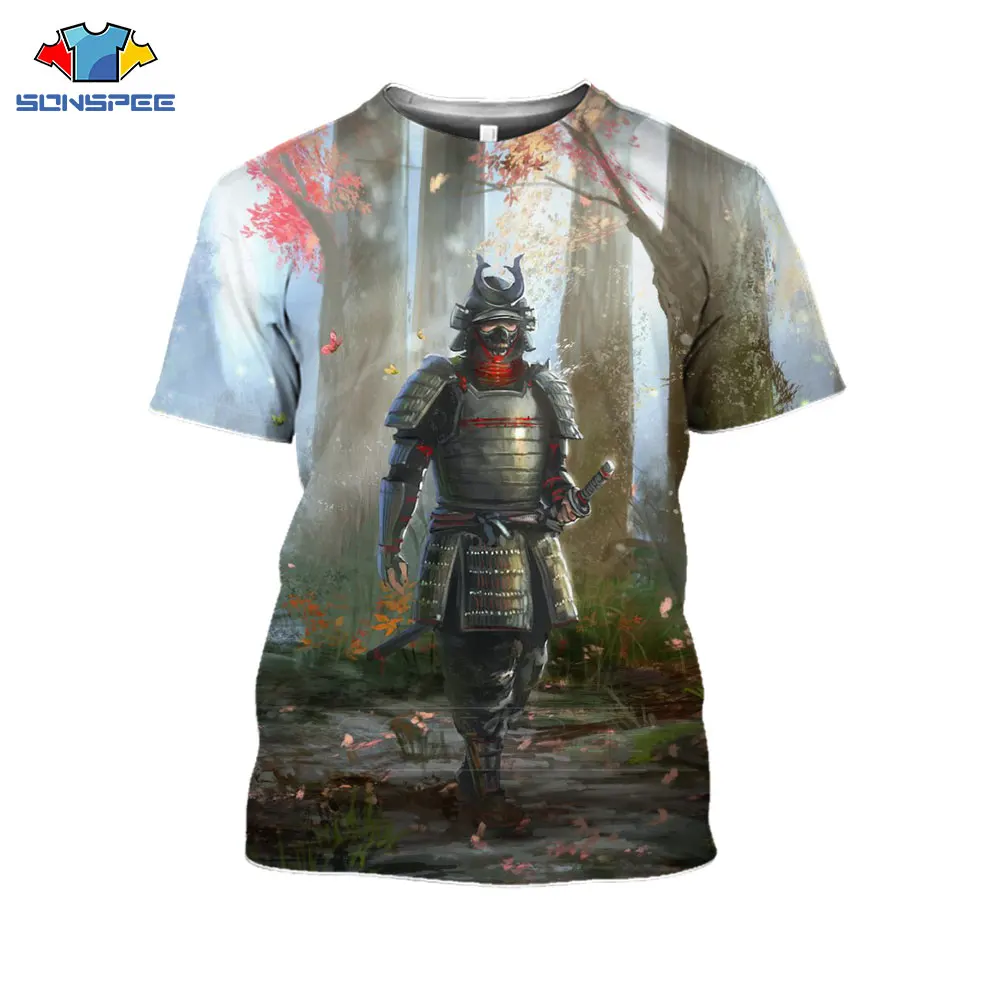 

Hot Anime Japanese Samurai T-shirt 3D Print Funny Cool Cartoons Pattern T-shirts 2021 Summer Casual Short Sleeve Hip Hop Tops