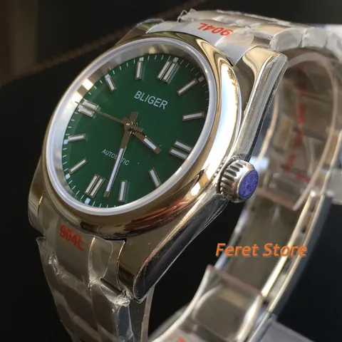 Мужские часы BLIGER 36 мм/39 мм Sapphire Miyota 8215 Mingzhu 2813 фиксированная устричная лента светящийся зеленый циферблат унисекс часы