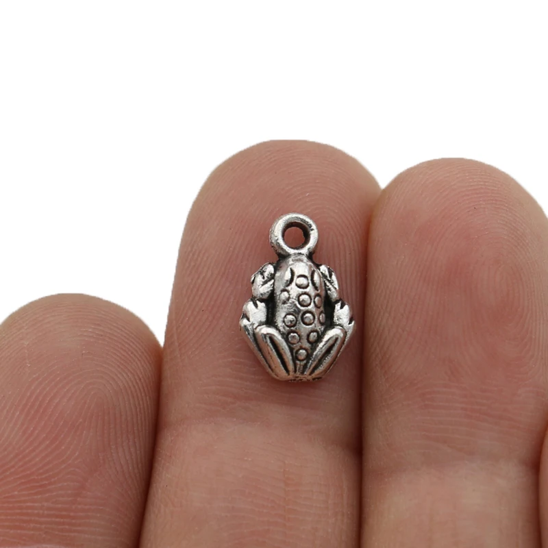 

JAKONGO Antique Silver Plated Frog Charm Pendants for Jewelry Making Bracelet DIY Accessories 14x9mm 20pcs