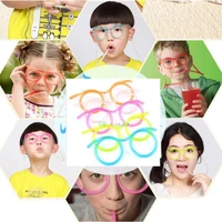 novelty funny glasses soft straws diy creative drinking tube for kids adults