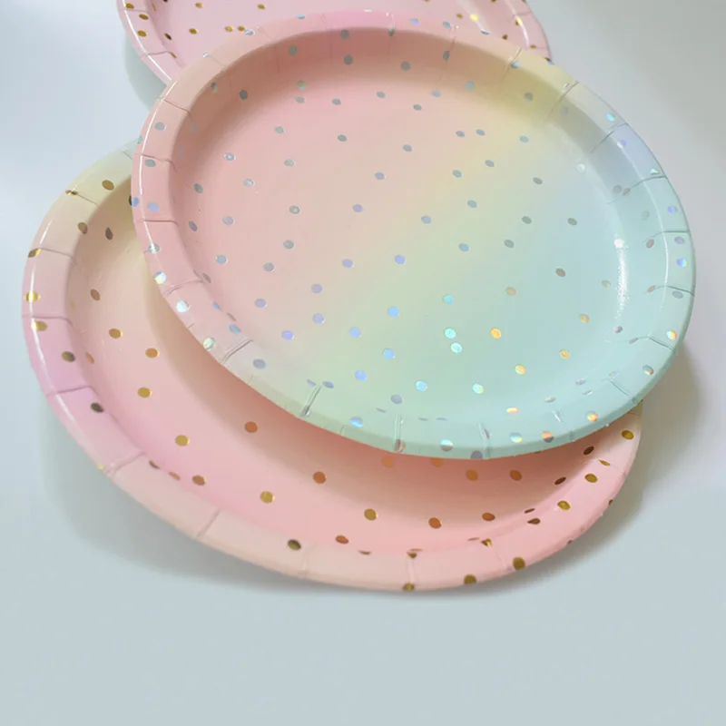 8 шт. Радужная фольга золотые точки единорог украшение для вечеринки блюдо торта