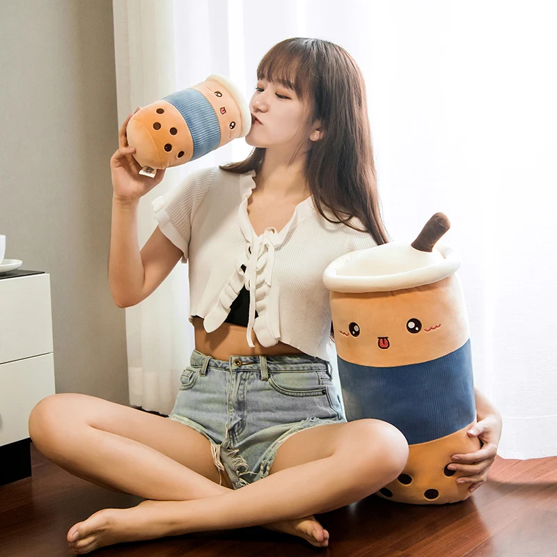 

22/50cm Cute Bubble Tea Cup Shaped Plush Toy Stuffed Real Life Milk Tea Plush Baby Doll Soft Cartoon Pillow Cushion Kawaii Gift