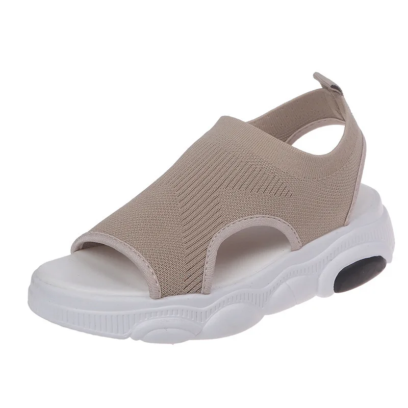 

Sandals Straps 2021 Summer Espadrilles Platform Sale Of Women's Shoes Soft Suit Female Beige Open Toe Clogs With Heel High New