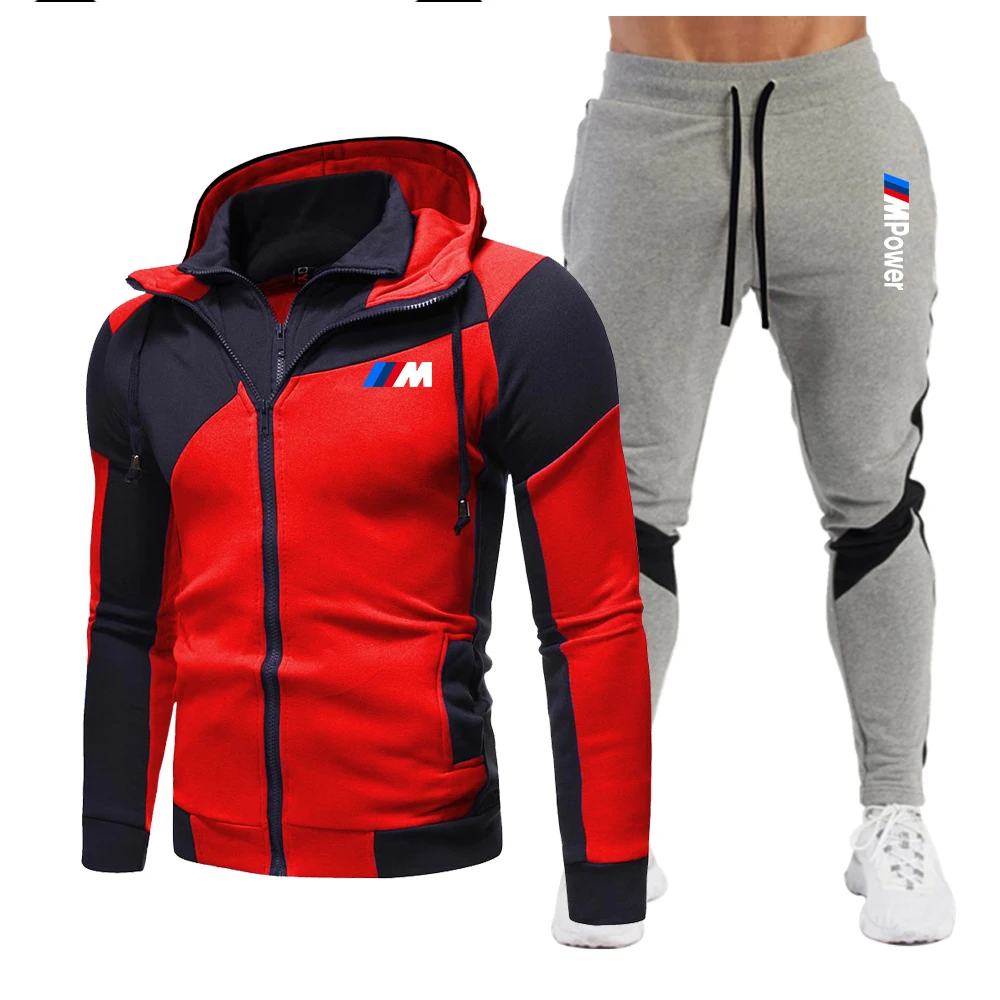 

2021 new men's suit BMW men's sportswear Hoodie + pants men's zipper Hoodie men's suit sportswear jogging sportswear