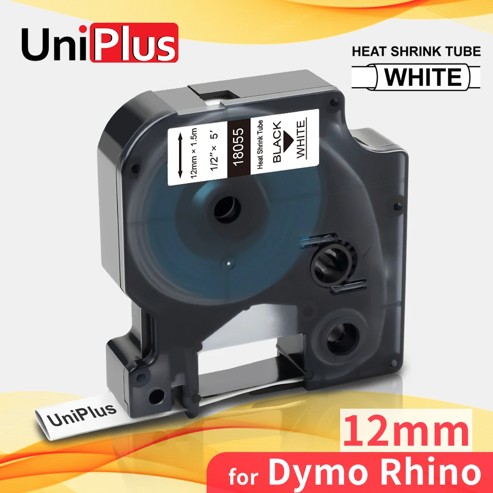 UniPlus 18055 терм усадочная трубка Этикетка ленты 12 мм совместимый с DYMO Rhino