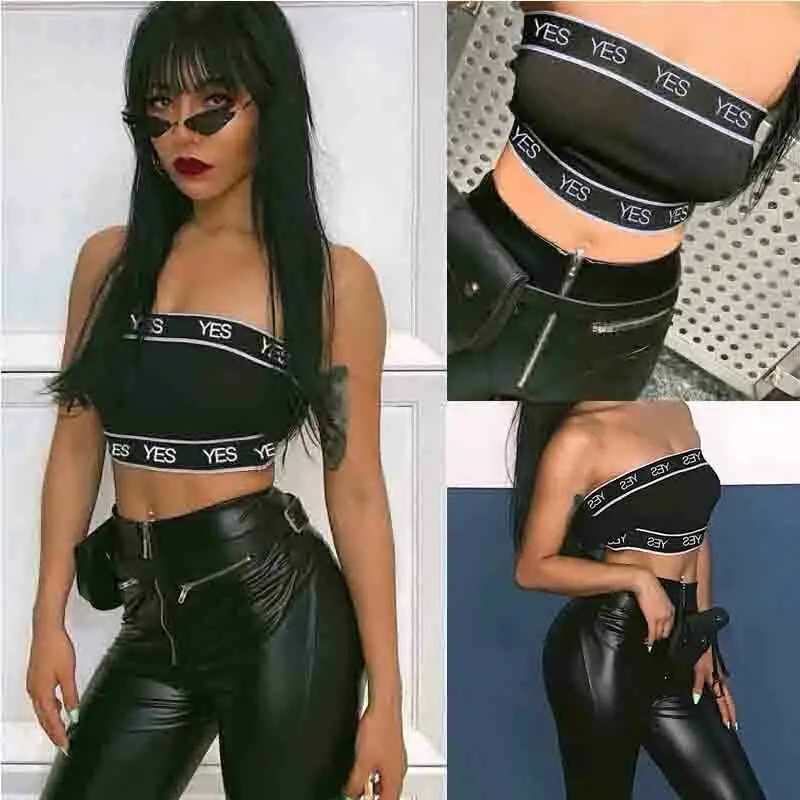 Модные женские без рукавов Летние бюстье укороченный топ черный | Женская одежда