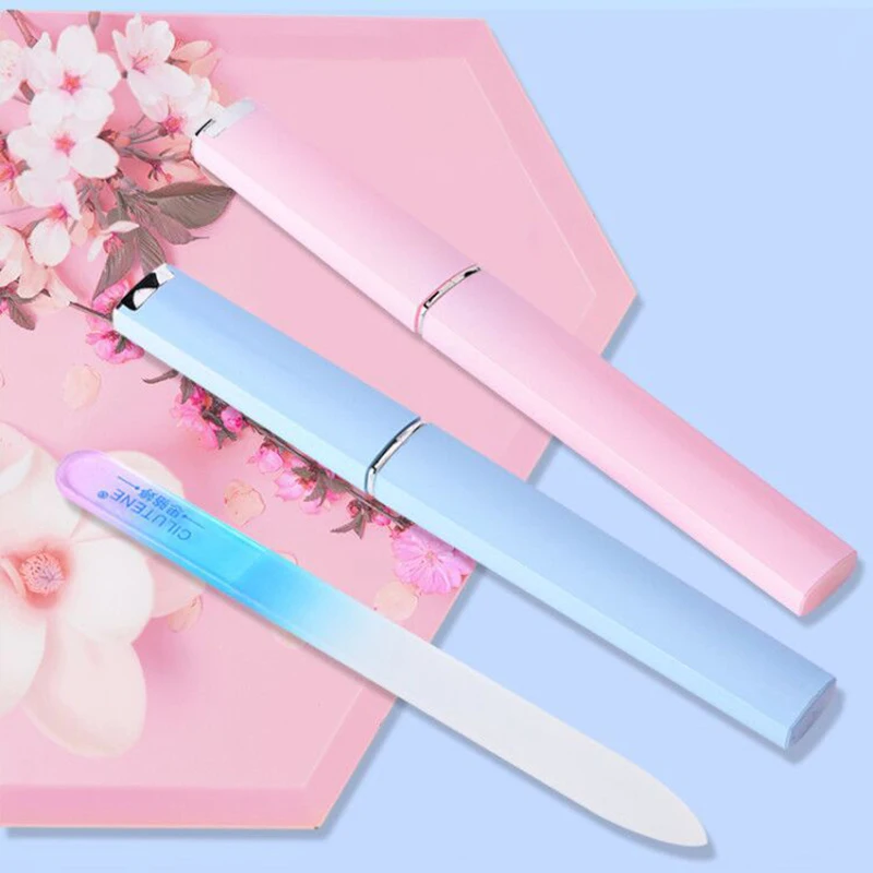 

Crystal Glass Nail File Buffer Nail Art Polish Manicure With Barrelled Box Manicure Gel Polisher Nail Polish Files Beauty Tools
