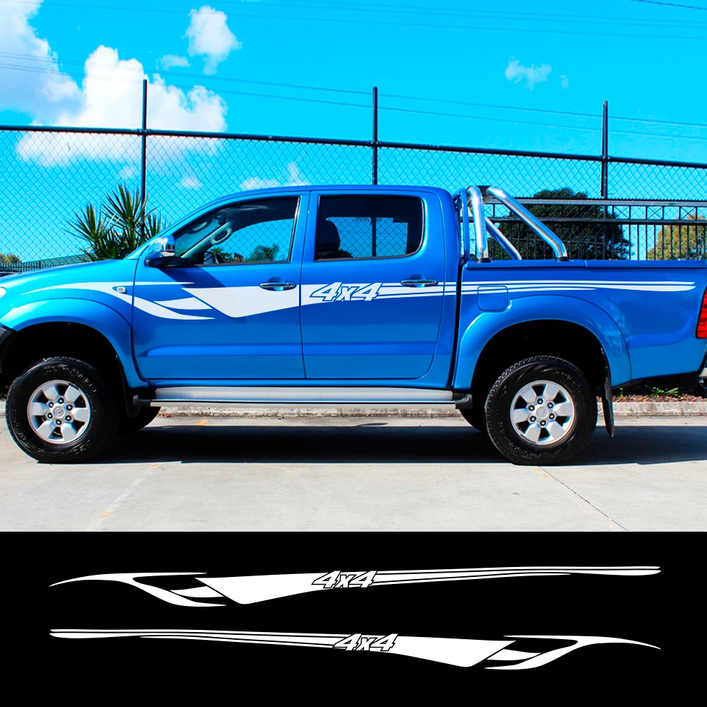 

2PCS Auto Door Side Sport Stripe Graphical Vinyl Film Car Stickers For Toyota Hilux Car Body Decoration Reflective Accessories