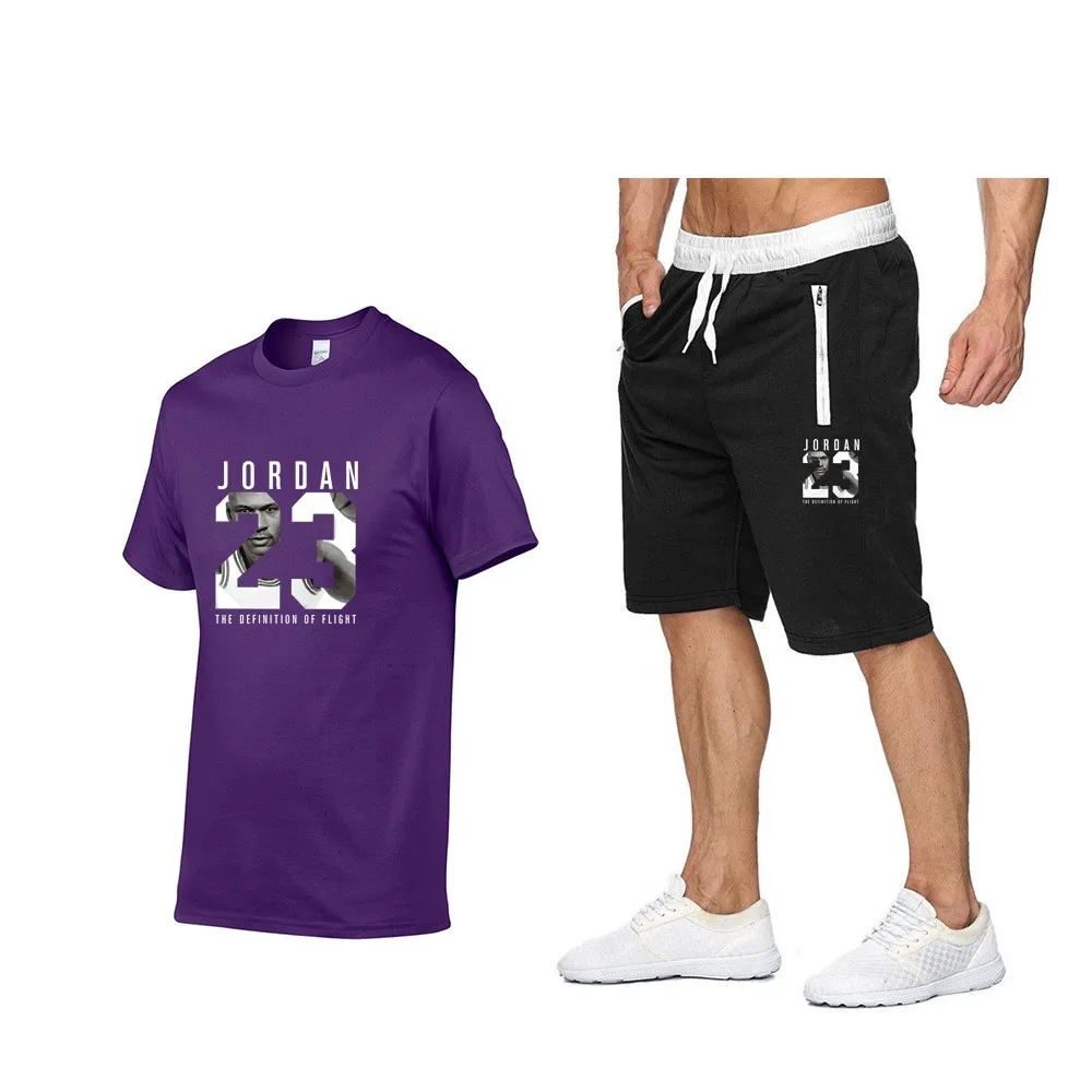 

New 2-piece sportswear printed men's short-sleeved sweatshirt + shorts sportswear T-shirt suit casual sports jogging men's cloth