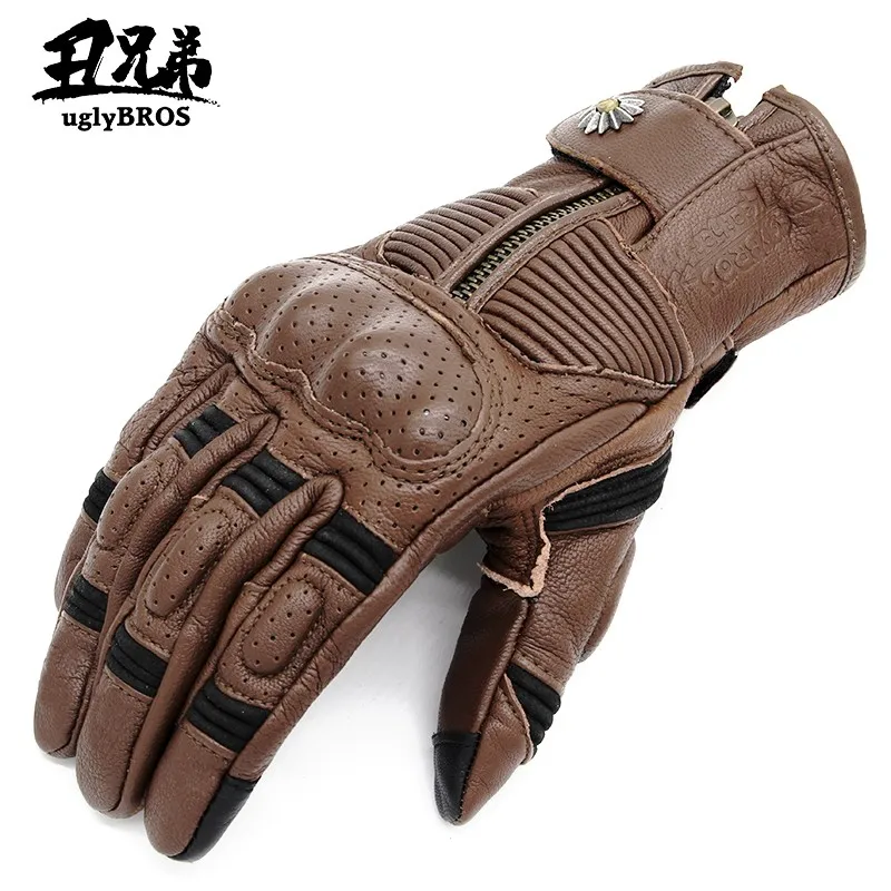 Кожаные Мотоциклетные Перчатки Ретро перчатки из овечьей кожи мужские
