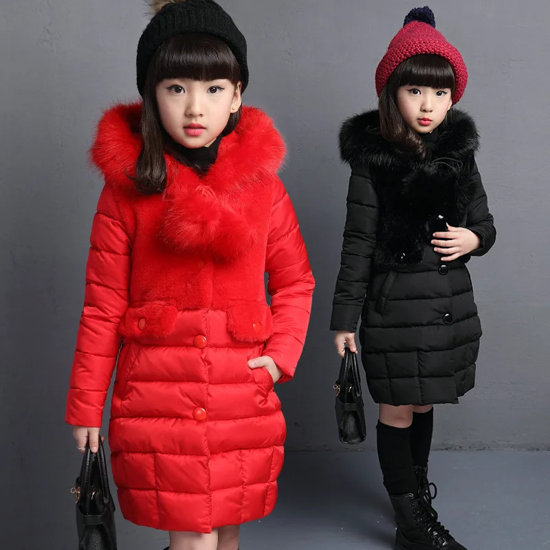 

2020 новые брендовые зимние куртки для девочек, одежда, теплое пальто; Парка; Детская одежда дети пальто с большим меховым капюшоном верхняя о...
