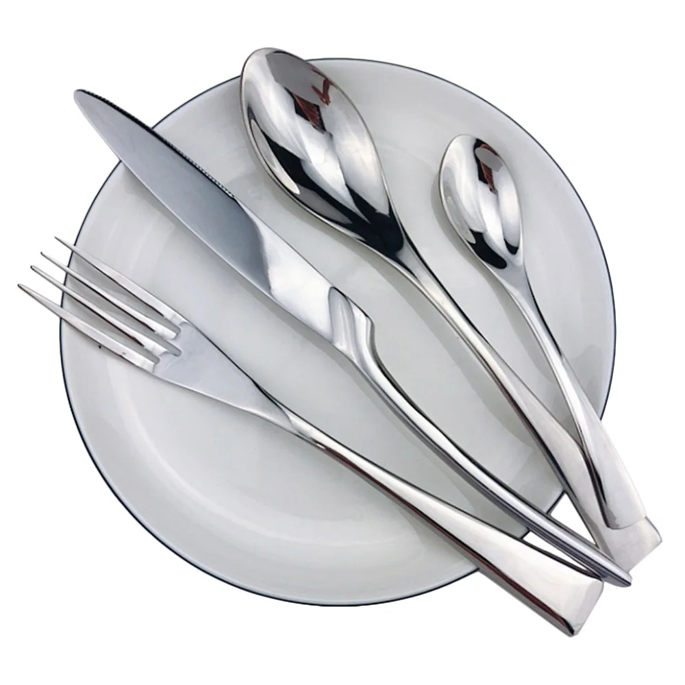 

Hot Sale 24-Piece Shiny polishing Mirror Silver Cutlery Dinnerware Set Tableware Flatware Set Stainless Steel Wholesale
