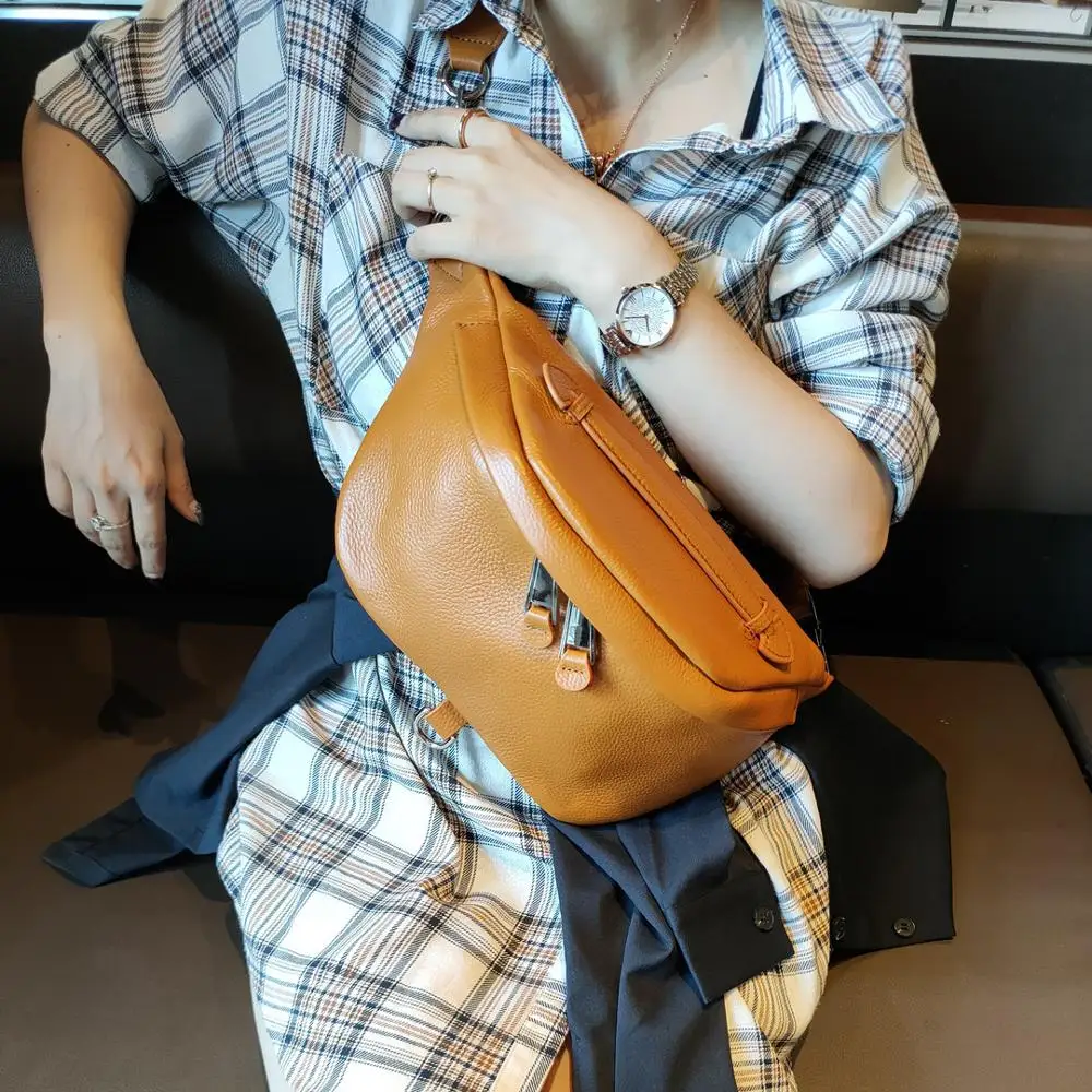 

Women's Bag 100% Genuine Leather Belt Bag Waist Packs Designer Luxury Shoulder Bag Ladies Female Bum Fanny Pack Bags Bumbag