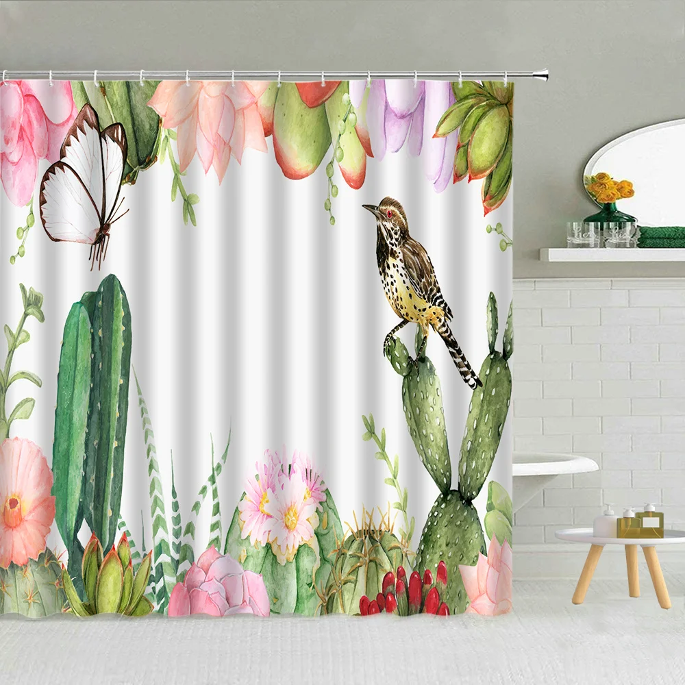 Вода Цвет Цветок кактуса душ Шторы s тропический пустынный завод занавеска с