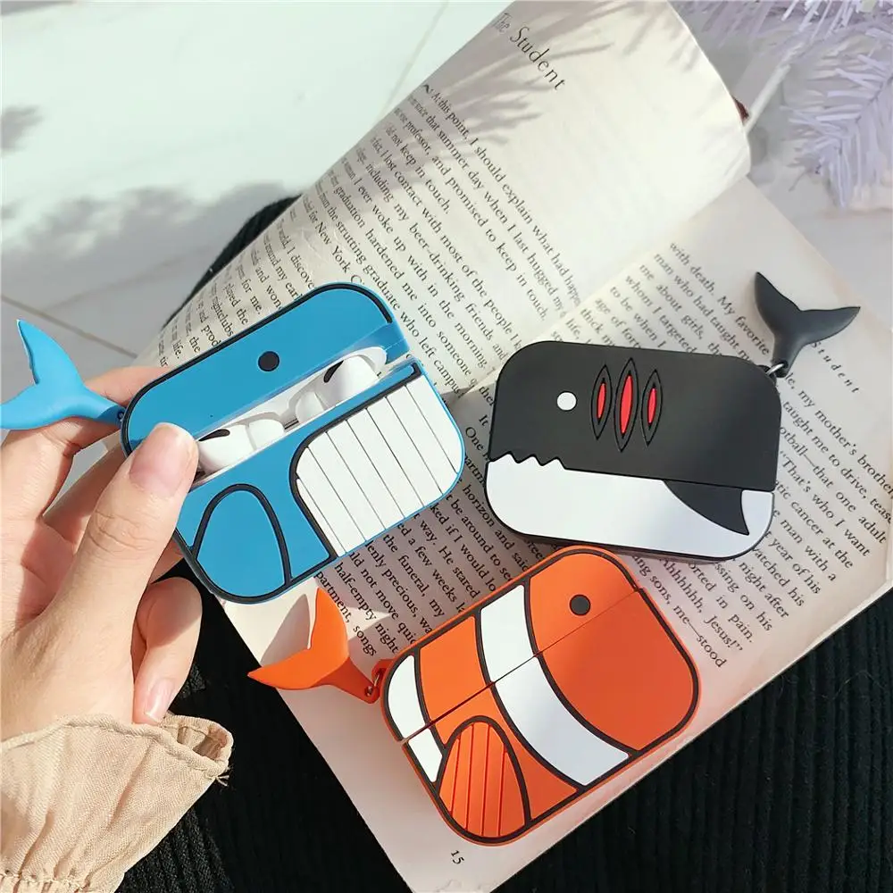 3D милый мультяшный КИТ клоун рыбка чехол для наушников гарнитура крышка для Airpods Pro зарядный чехол Коробка для наушников сумка для Airpods 3 чехол s