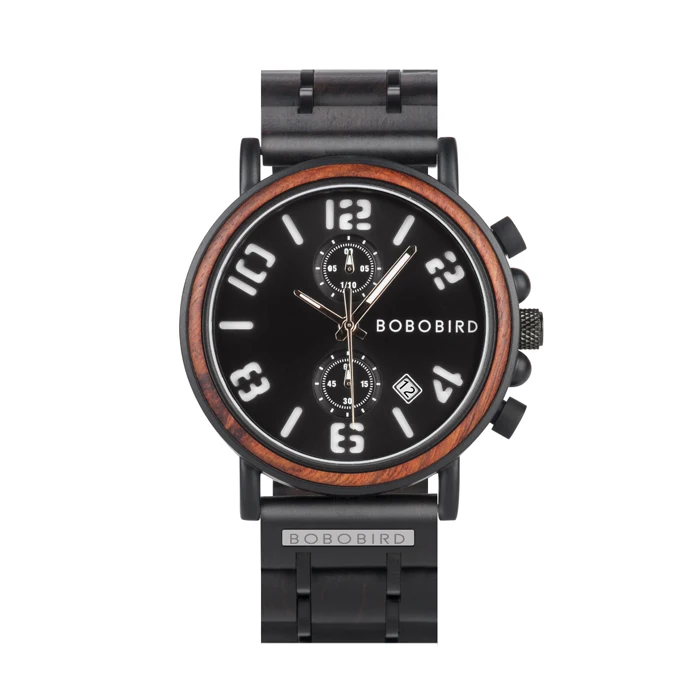 L-S26-1 Relojes hombre BOBOBIRD Топ бренд класса люкс мужские часы Дерево водонепроницаемый хронограф наручные часы с подарочной коробкой zegarek meski L-S26 - Цвет: L-S26-1