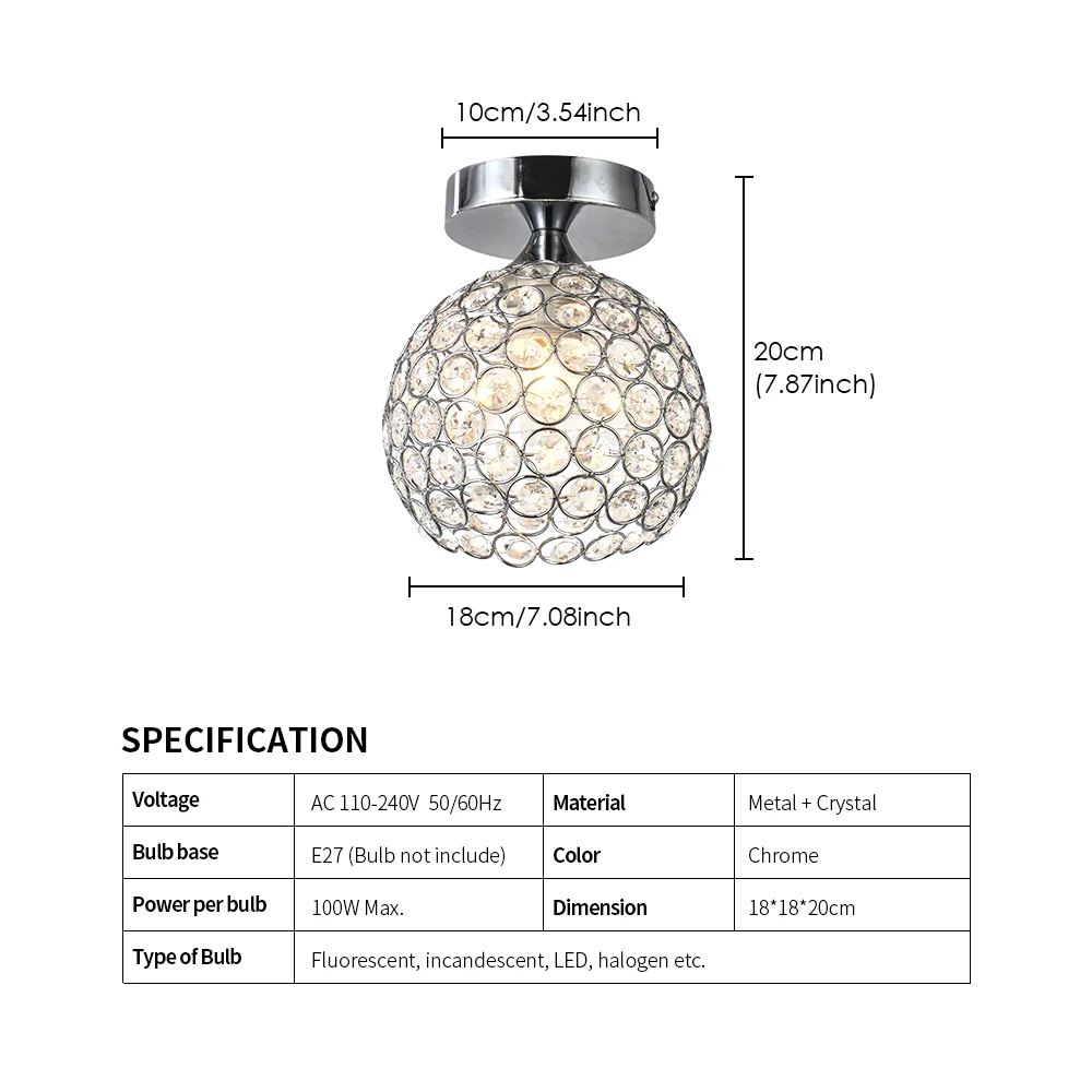 

Modern Crystal Ceiling Lights Creative Mini Ball Shaped Pendant Lights Hallway Lamp Stairs Light Entrance Chandelier 220V/E27