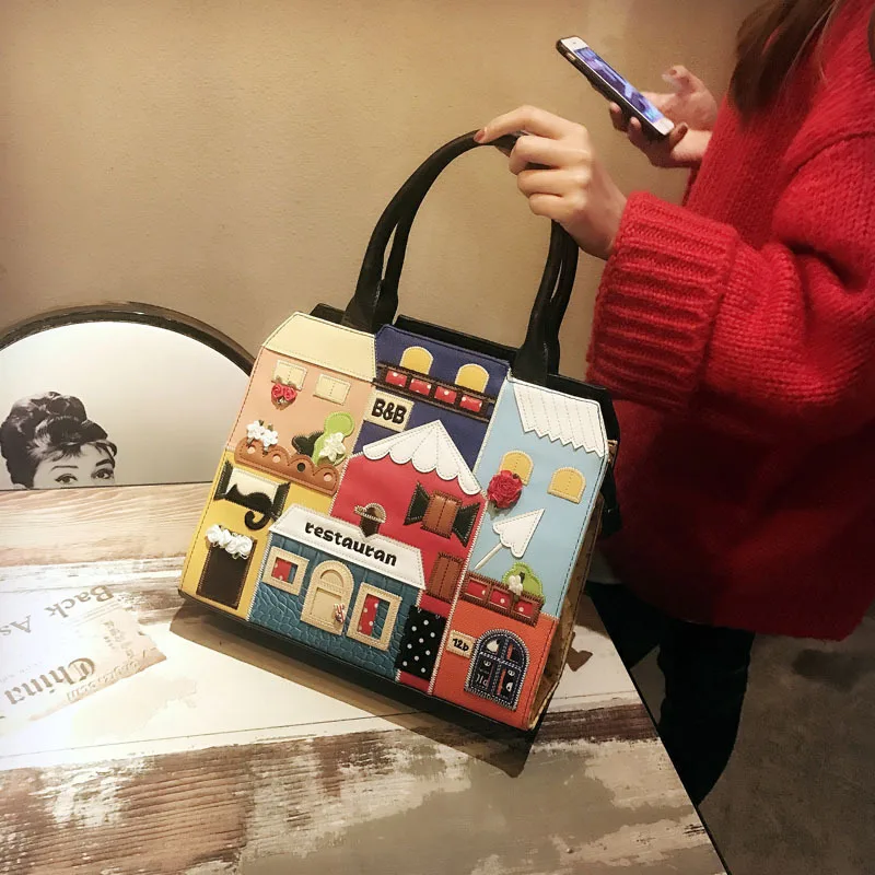 

Bags of Women 2021 New Female Bag PU Leather Handbag Casual Fashion Bag Shoulder Messenger Bag Box Cartoon Women Bags
