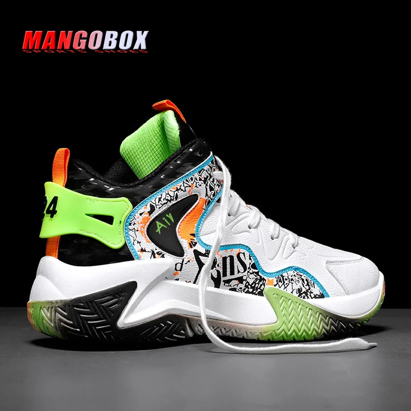

New Cool Male Basketball Sport Shoes Black Basketball Trainers For Boy Anti Slip Boys High Top Shoes Designer Basketball Shoe