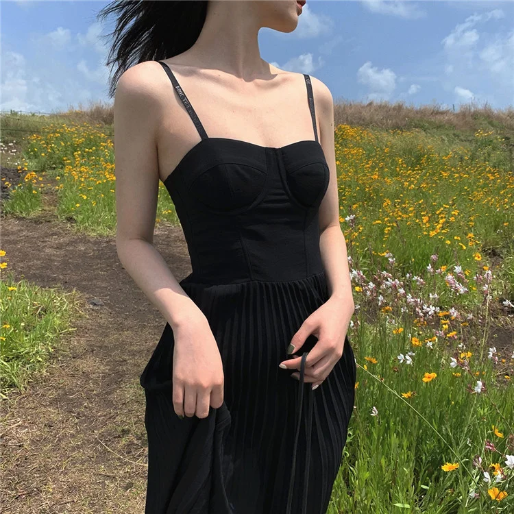 Платье макси с подтяжками в стиле Хепберн красивое женское платье труба