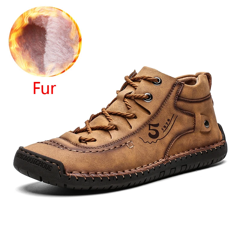 Yellow Fur Кожаная мужская повседневная обувь; удобные мужские модные прогулочные туфли в британском стиле; большие размеры; цвет коричневый, черный; Мужская мягкая обувь на плоской подошве - Цвет: Yellow Fur