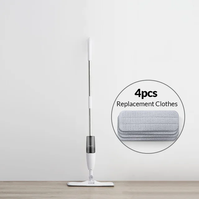 Add 4cleaning cloth Xiaomi Mijia Deerma водяной спрей Швабра уборочная машина умный очиститель пола углеродное волокно пыли швабры 360 Вращающийся стержень 350 мл бак восковая Швабра - Цвет: Add 4cleaning cloth