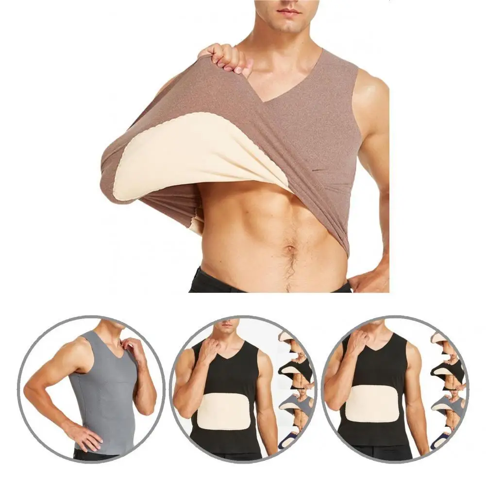

Winter Underwear Vest V Neck Pullover Anti-shrink Quick Dry Man Underwear Top Man Underwear Waistcoat for Home