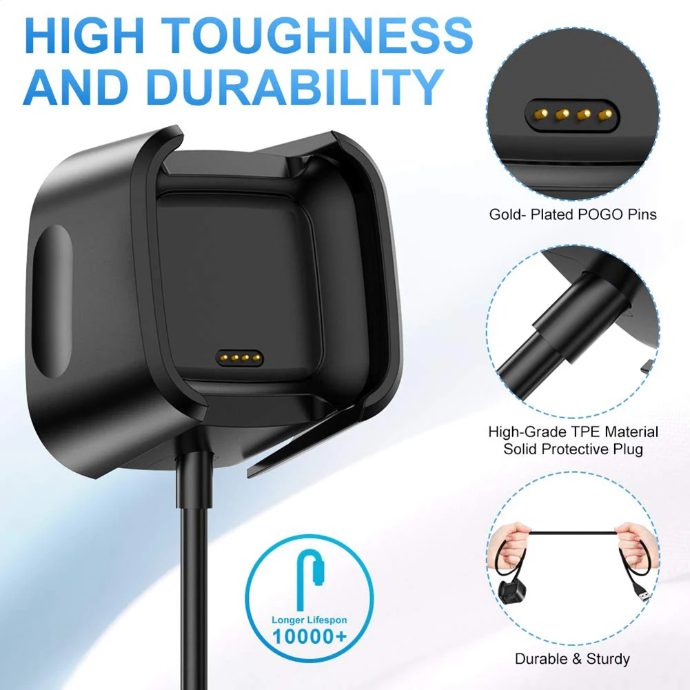 

USB Charger For Fitbit Versa 2 Health Fitness Smart Watch Replacement USB Charging Cable Dock Stand Proficient