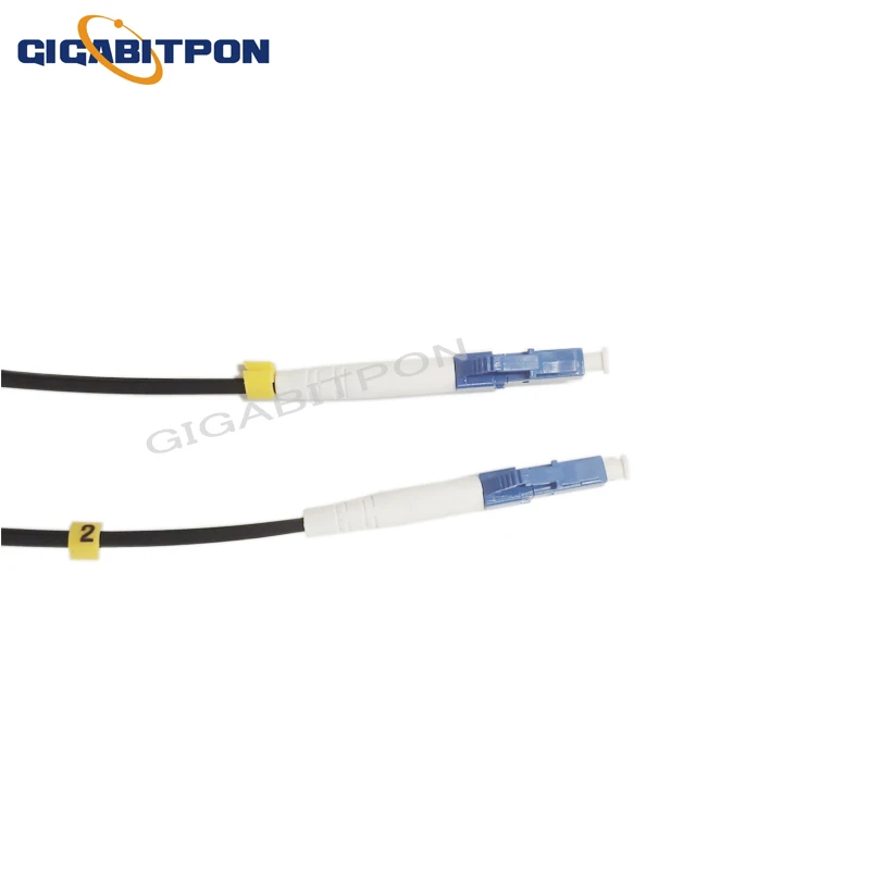 2 steel 2-core jumper single-mode G675A 1-core 2LC/UPC-2LC/UPC FTTH fiber drop cable SM outdoor. Inner white 4-connector 10-500M