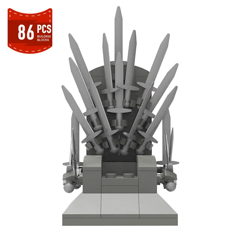 

Строительные блоки Moc Iron Throned, знаменитые фильмы, игра, металлический железный меч, сиденье, максимальная сила, «сделай сам», игрушки, подарки...