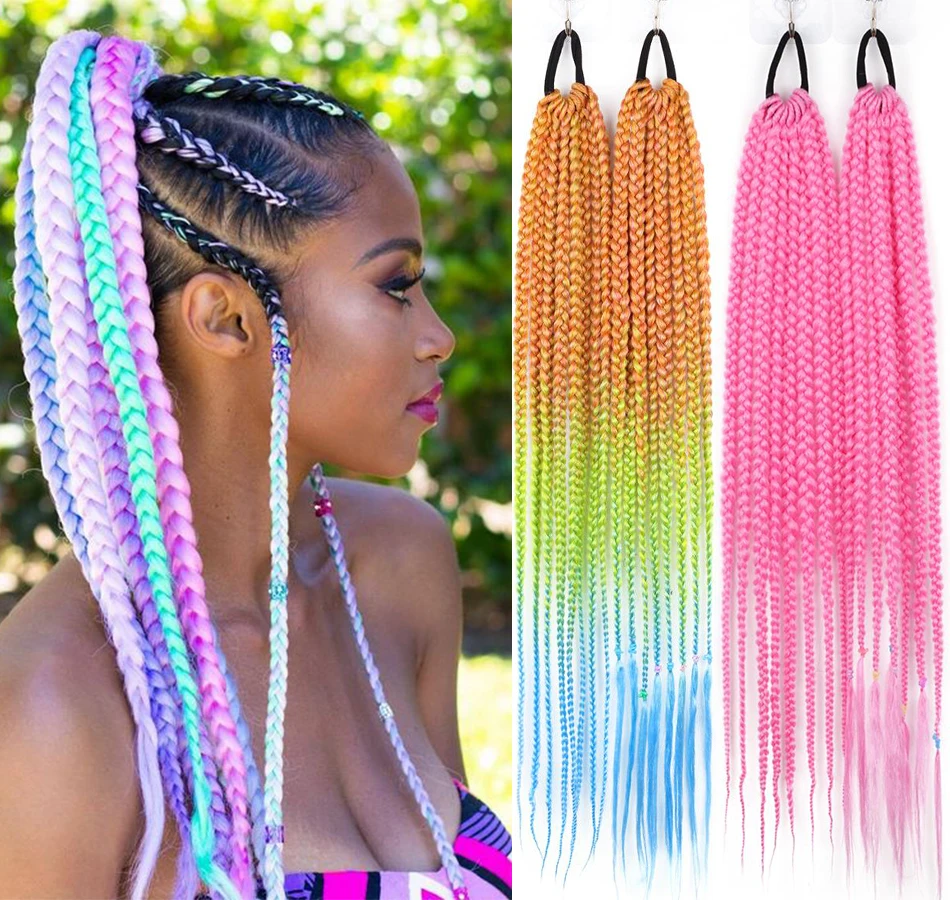 

Ombre Senegalese Twist Hair Crochet braids 24 inch 16 Roots/pack Synthetic Braiding Hair for Women grey,blue,pink,color