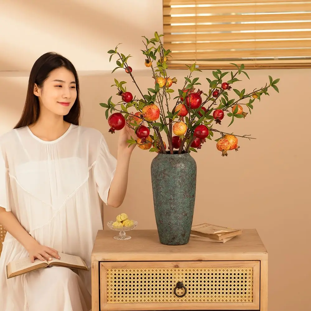 

Искусственные ветки граната с 4 головками, искусственные зеленые растения, украшение для свадьбы, домашвечерние НКИ, гостиной, праздника, Ро...