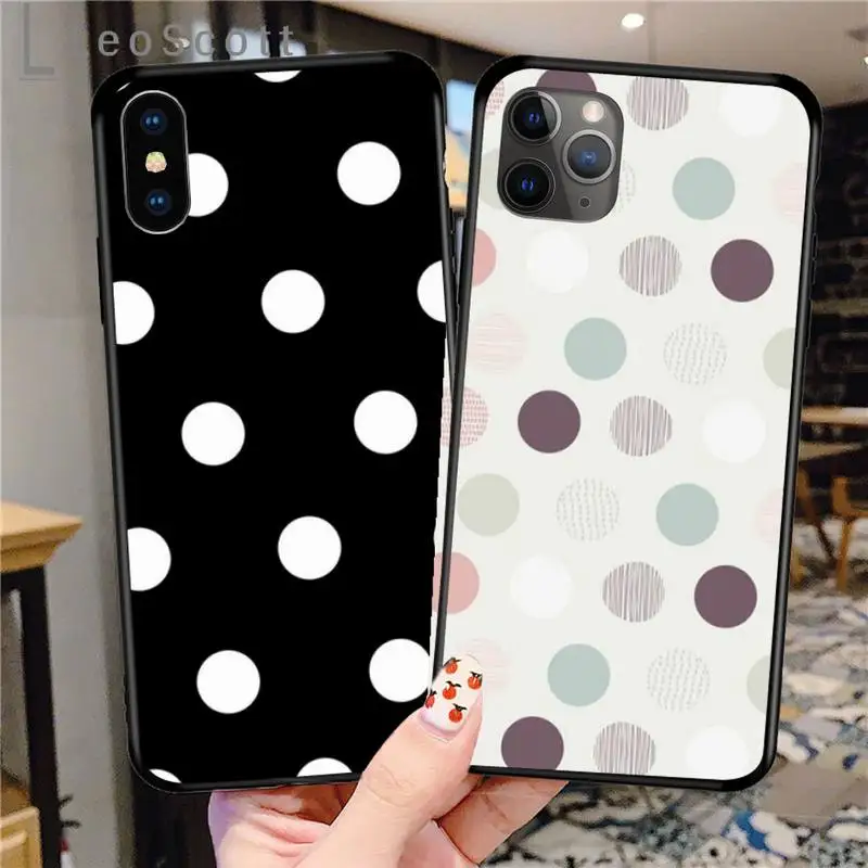 

Black And White Polka Dot Phone Case for iPhone 11 12 pro XS MAX 8 7 6 6S Plus X 5S SE 2020 XR