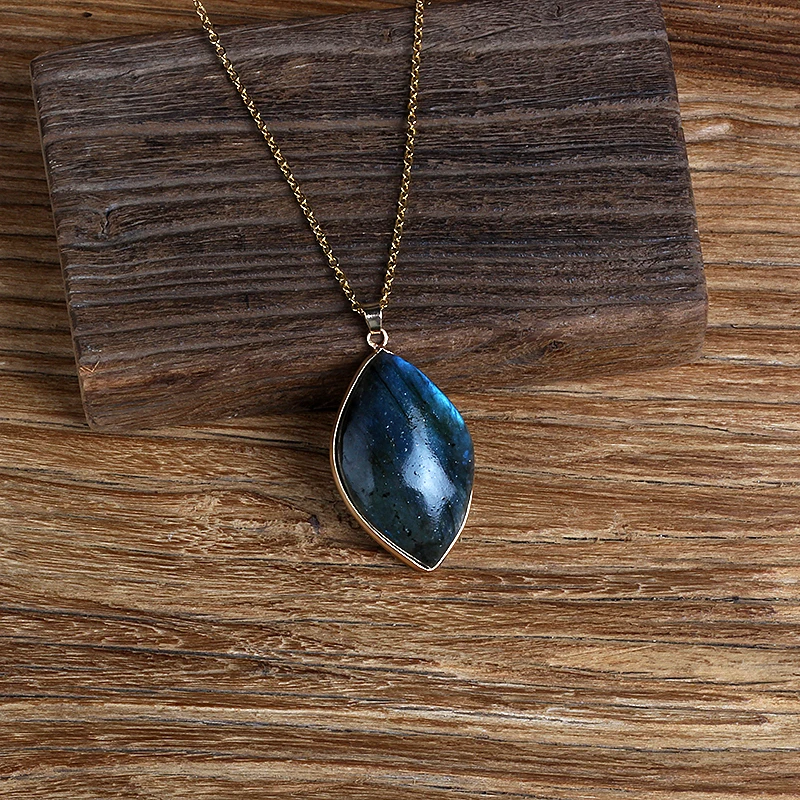 Ожерелье из натурального Лабрадорита для мужчин и женщин модные кулоны ручной