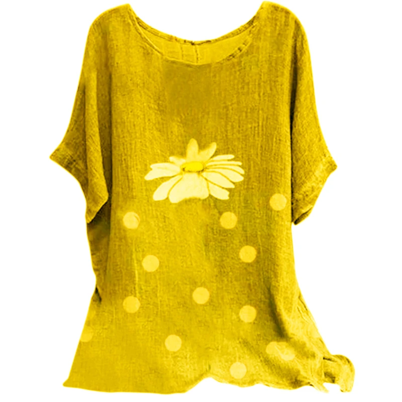 Summer Women's Chrysanthemum Shirt Tunic Blouse Female Blusas Retro Shirts Camisa Femnininas Baggy Casual Vintage Blusa