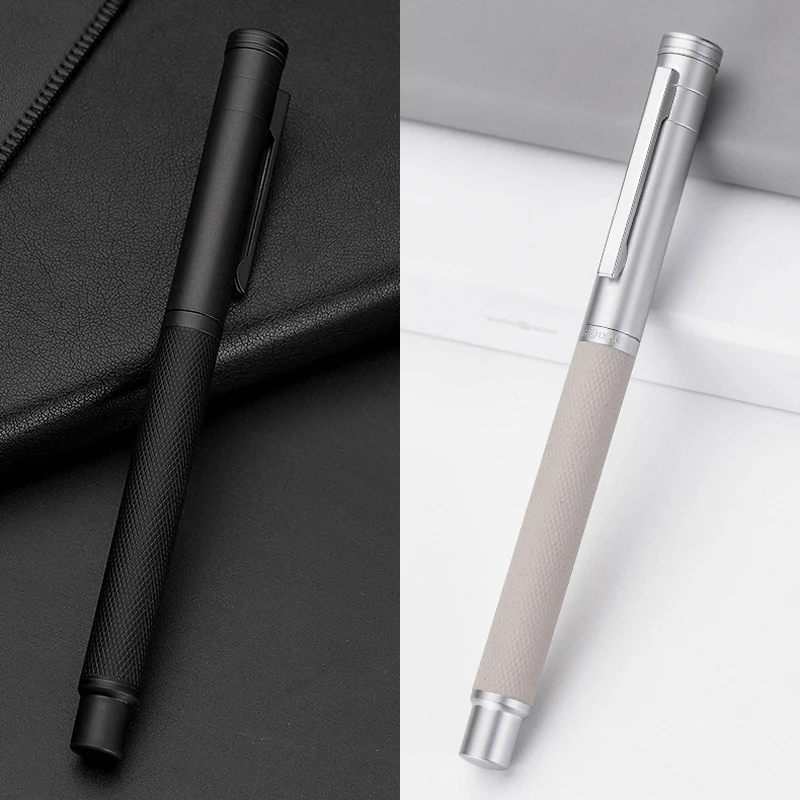 

Hongdian Black Metal Fountain Pen Titanium Black EF/F/Bent Nib Beautiful Tree Texture Excellent Writing Gift for Business Office