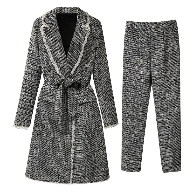 

store] xiaoxiangfeng fashion suit autumn and winter 2020 new style lady temperament goddess two piece woolen cloth set