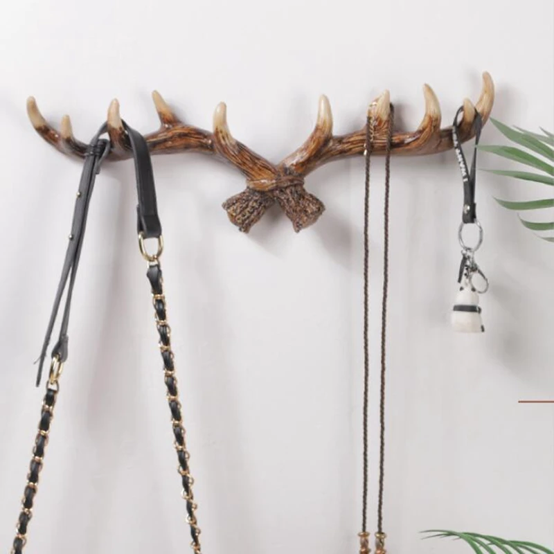 

Vintage Style Antler Shaped Wall Hanging Coat Rack Creative Key Hook for Clothing Store Porch Door Wall Decoration