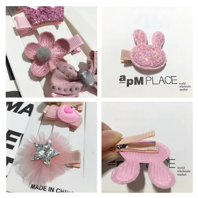 YYOUFU 4-6Pcs/Set Children Cute Hair Accessories Set Baby Fabric Bow Flower Hairpins Barrettes clips Girls Headdress Gift | Аксессуары