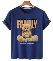 100 cotton family bear ladies shirt top short sleeved o neck wide t shirt female plus size t shirt for men and women s 4xl