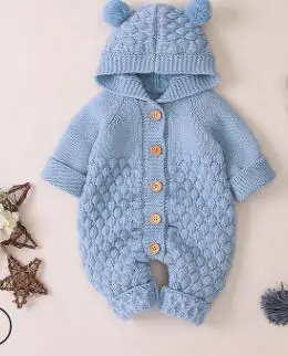 BLUE 5 Детские трикотажные Комбинезоны Для Носки с рисунком медведя из мультика вязаный зимний и осенний свитер для новорожденных мальчиков комбинезоны одежда зимняя одежда с длинными рукавами для малышей в стиле «Человек-паук» Детский свитер детская одежда Наименование товара - Цвет: BLUE 5