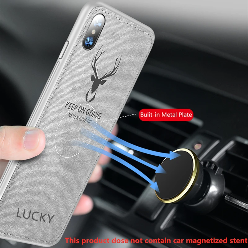 

Cloth Texture Deer 3D Soft TPU Magnetic Car Case For VIVO X20 Magnet Plate Case On For VIVO X20 PLUS X9/X9S/V5 PLUS lite Cover